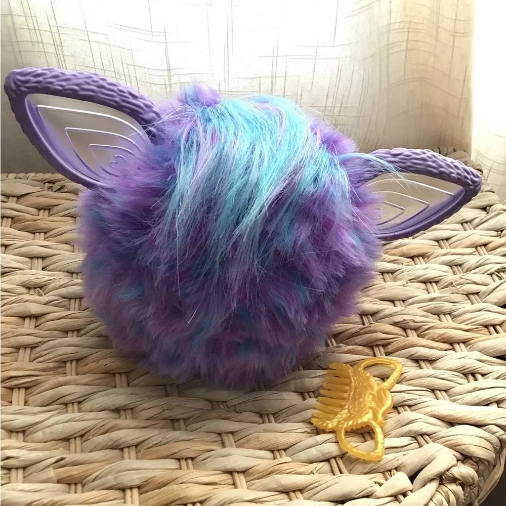 Furby Purple Plush Tie Dye Interactive Toy 2023 Glowing Ears Talks WORKS